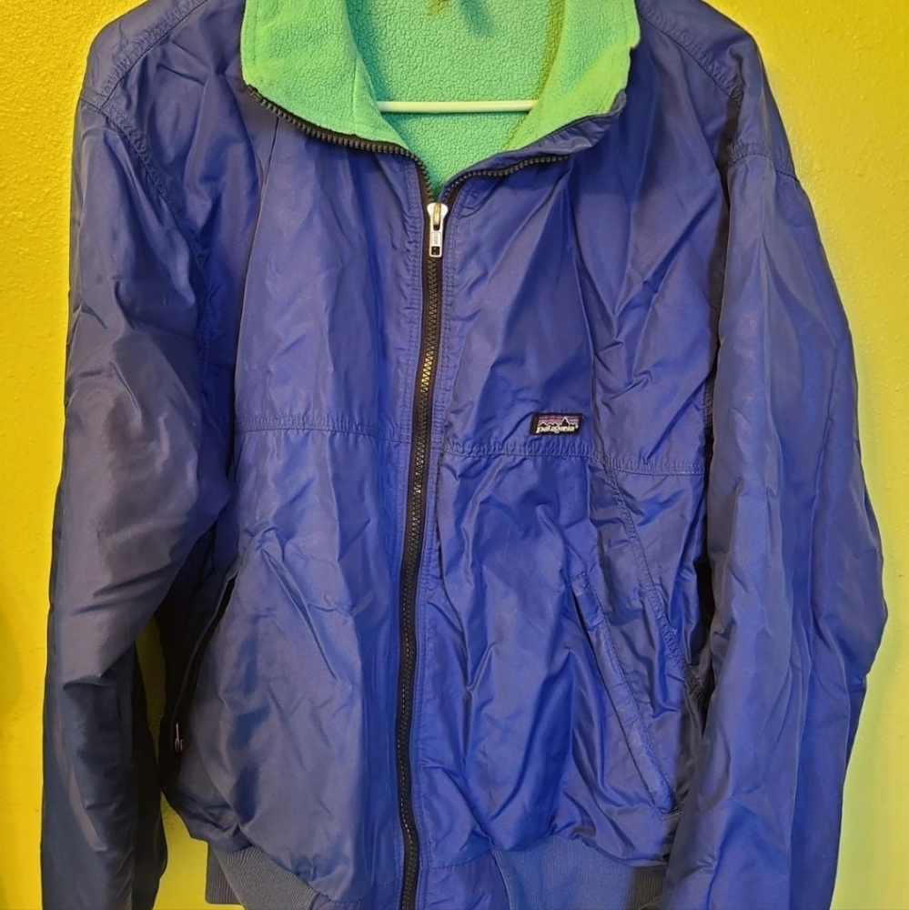Patagonia Shelled Synchilla Bomber Blue/Green Medium made in USA